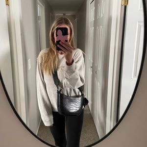 Black Faux Croc Purse